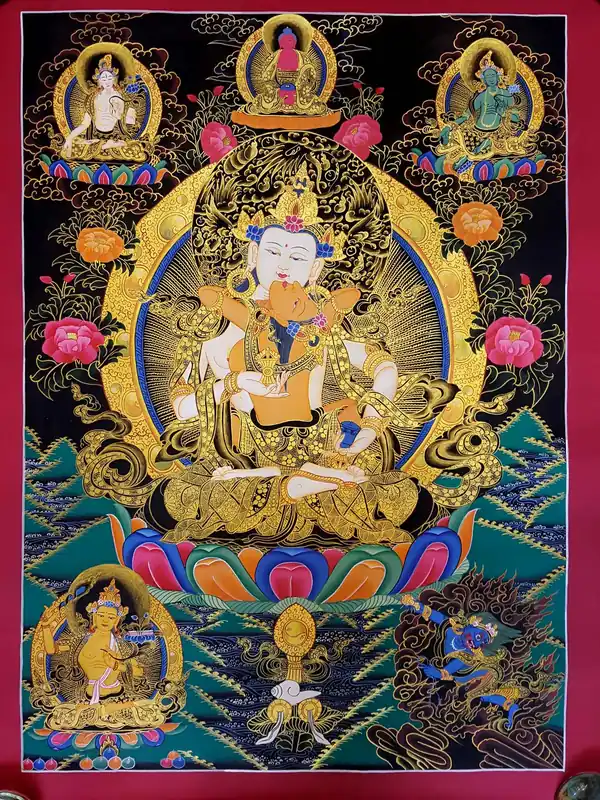 Vajrasattva with Green Tara Thangka