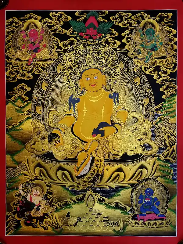 Cinq Thangka Tibétains de Jambhala