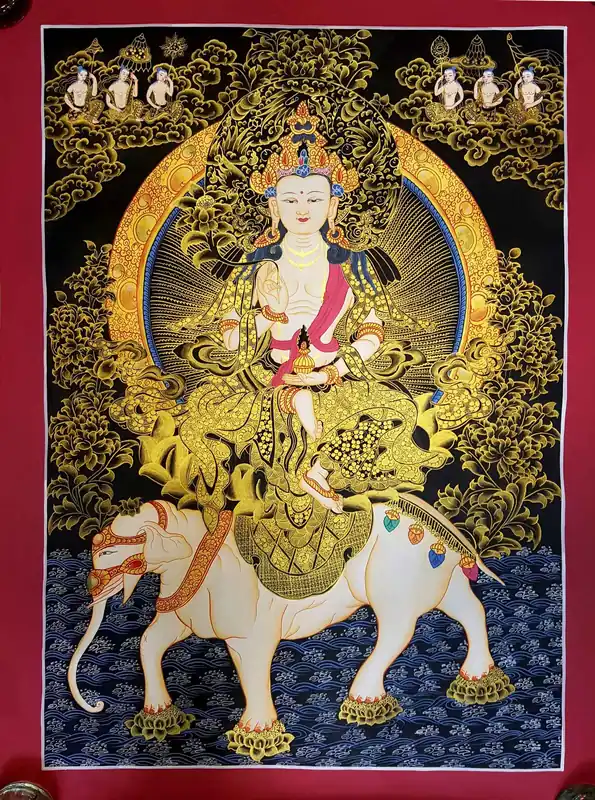 Peinture de Thangka tibétaine de Samantabhadra