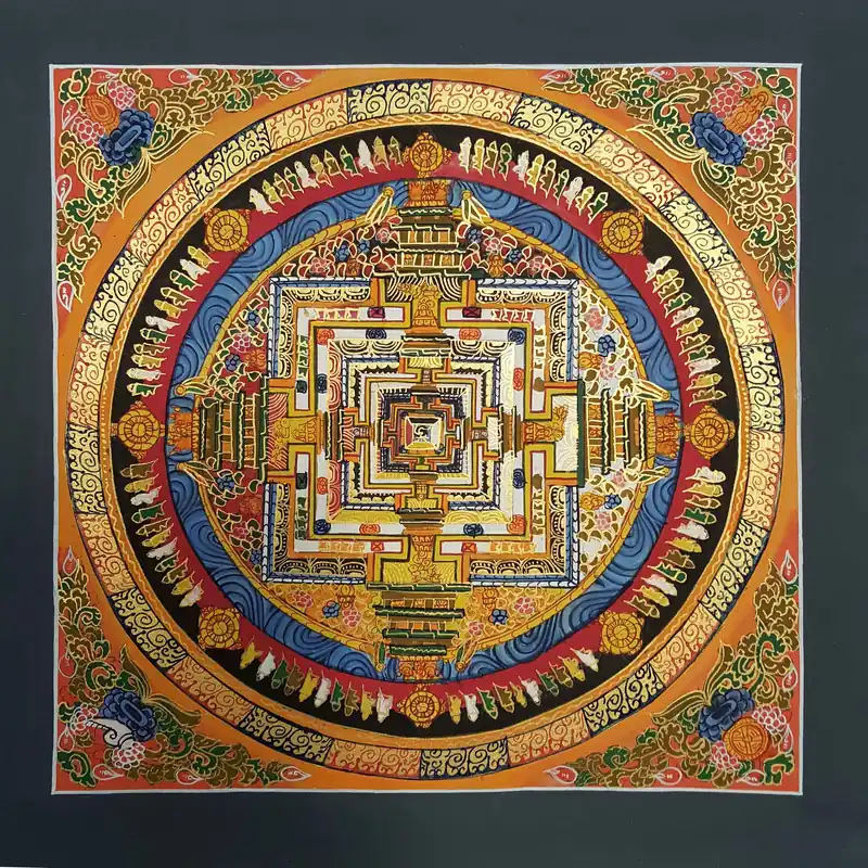 Art du Thangka du Mandala Kalachakra Jaune