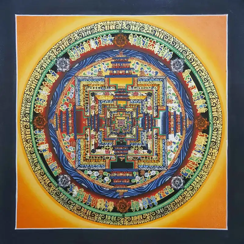 Peinture du Mandala Kalachakra Jaune