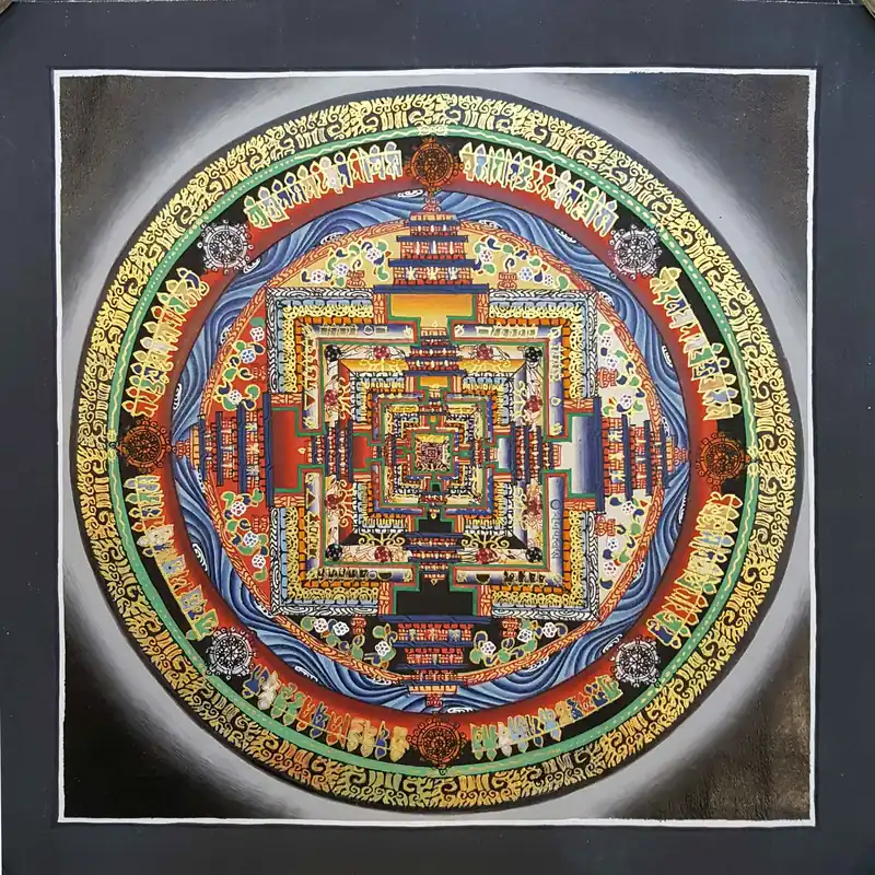 Peinture grise du Mandala de Kalachakra