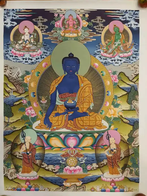 Thangka traditionnel du Bouddha de la Guérison