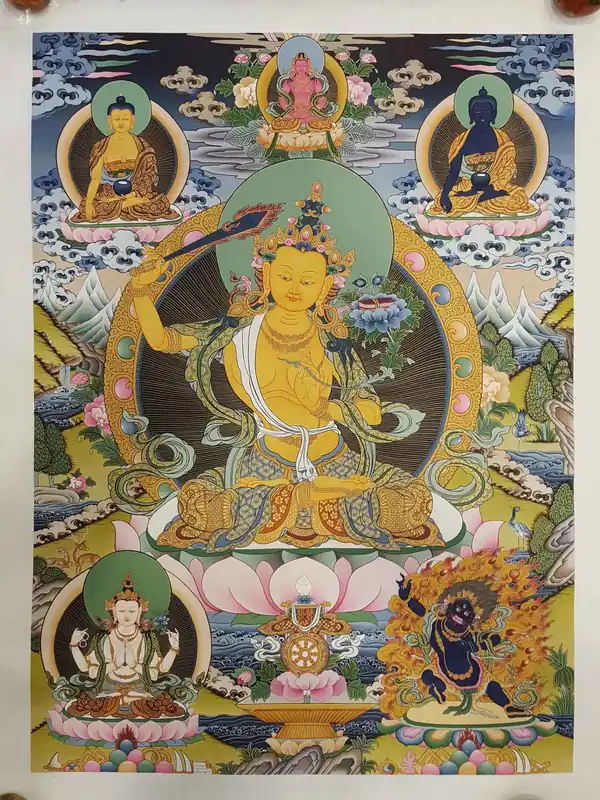 Manjushree avec le Bouddha de la Médecine