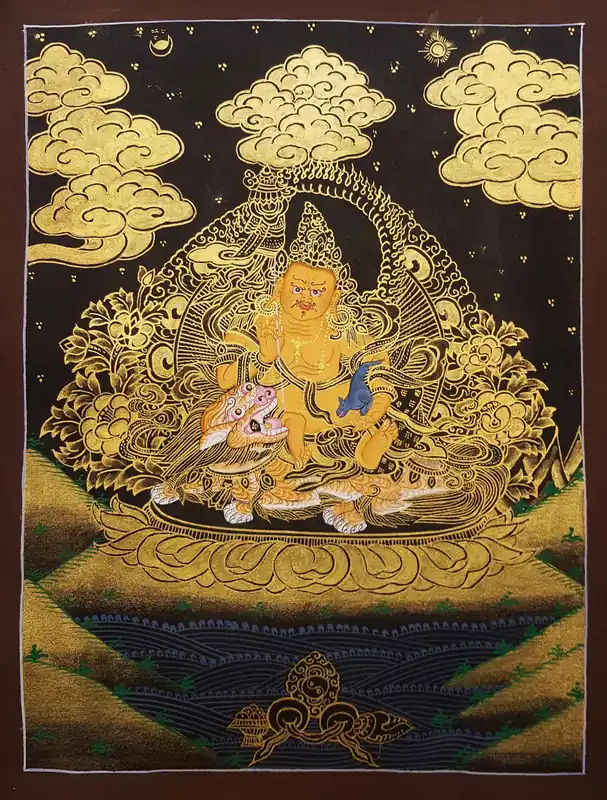 Thangka tibétain de Dzambala peint à la main