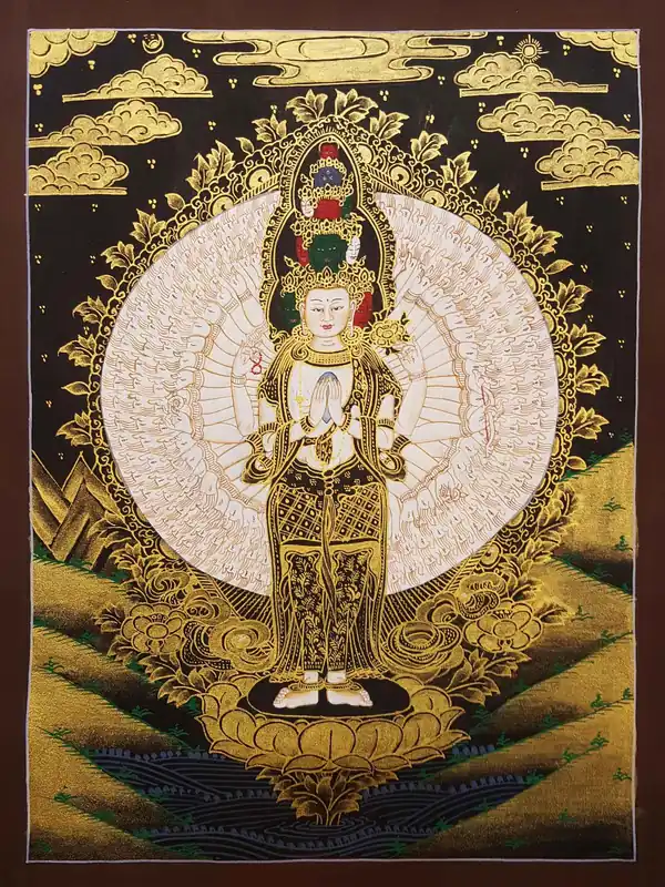 Thangka peint à la main d’Avalokitesvara
