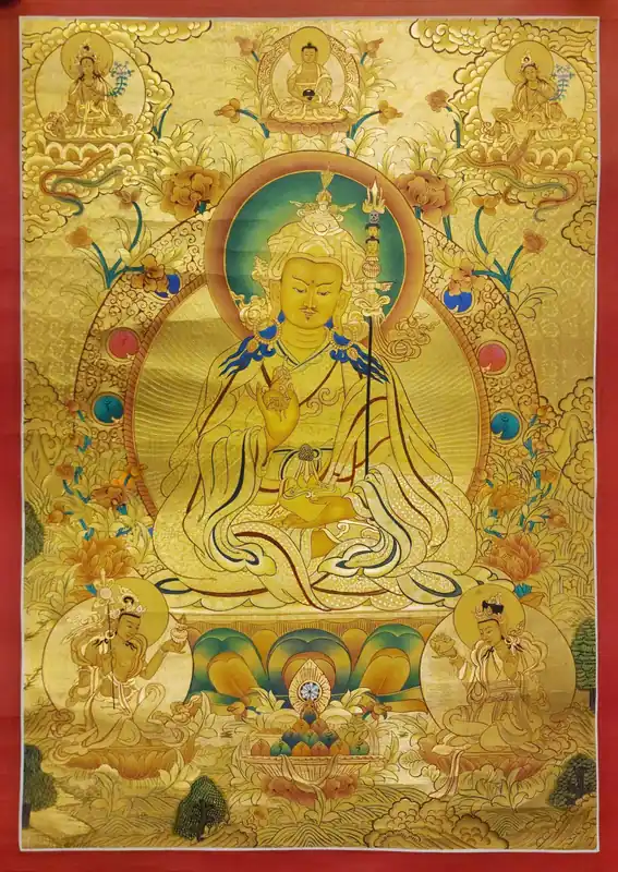 Thangka Padmasambhava de style Lhyape sur toile de coton
