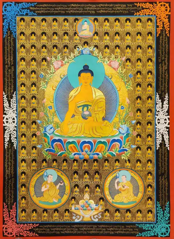 Thangka de Shakyamuni Bouddha sur toile de coton