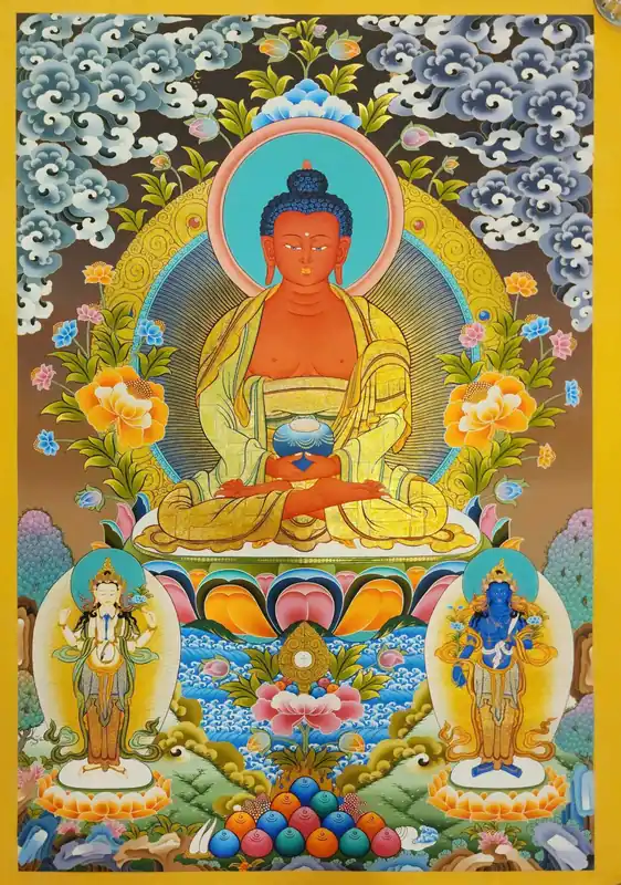 Thangka d’Amitabha Bouddha sur toile de coton