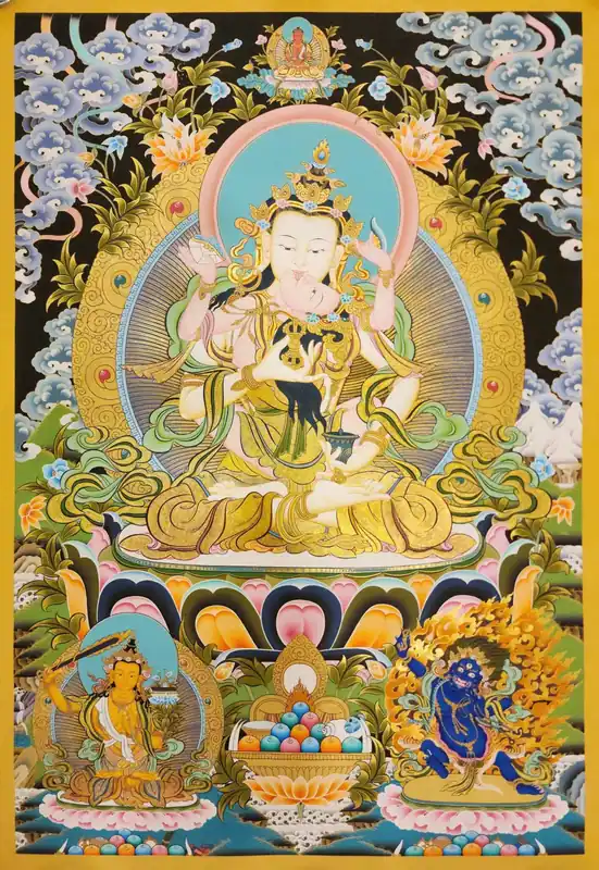 Thangka de Vajrasattva et Shakti Yab-Yum