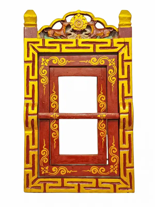 Étagère en bois tibétaine pour textes rituels