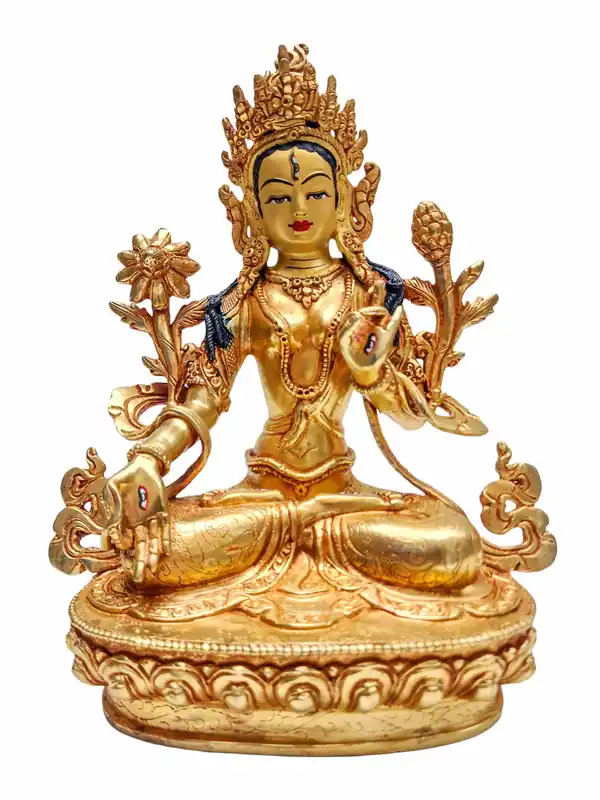 Statue tibétaine de Tara blanche de 23 cm, provenant du Népal