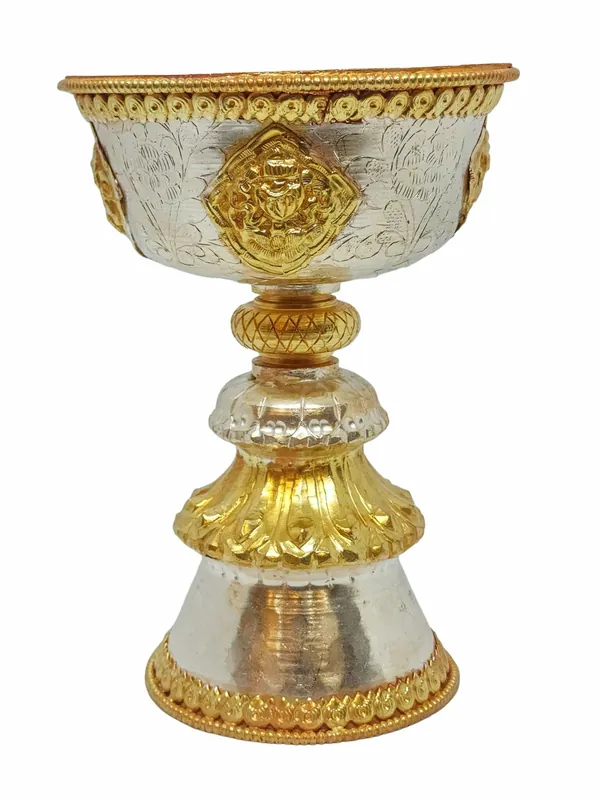 Lampe à beurre en cuivre pour rituels bouddhistes