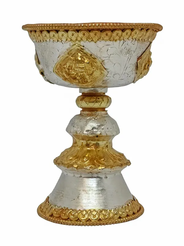 Lampe à beurre en cuivre pour rituels bouddhistes