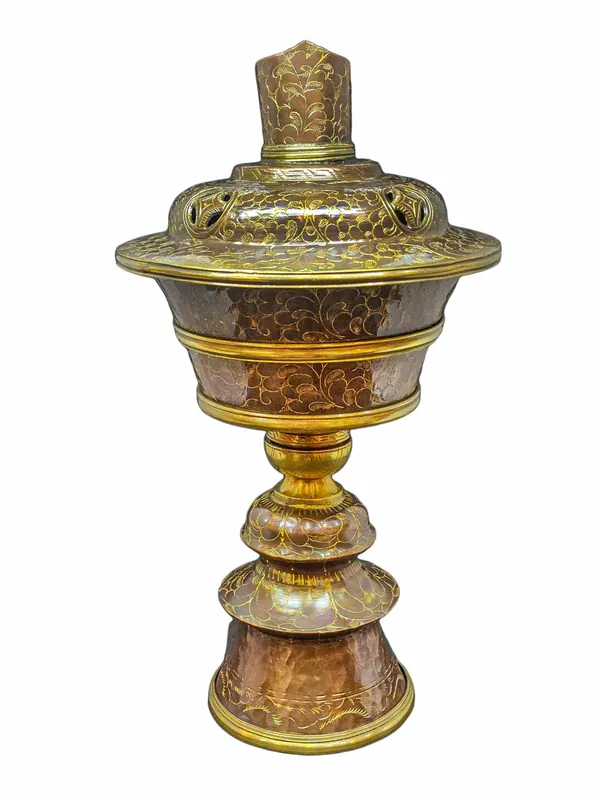 Lampe à beurre en cuivre pour les rituels bouddhistes