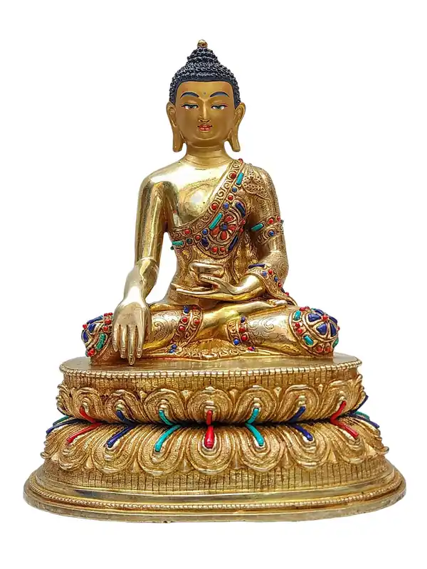 Statue de Bouddha Shakyamuni – Cuivre doré