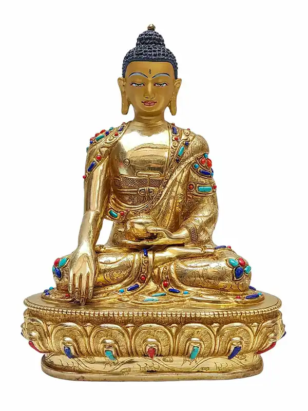 Statue en cuivre doré du Bouddha Shakyamuni