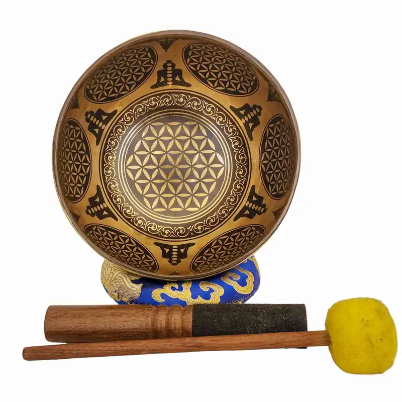 Bol chantant en bronze népalais septuple pour la méditation