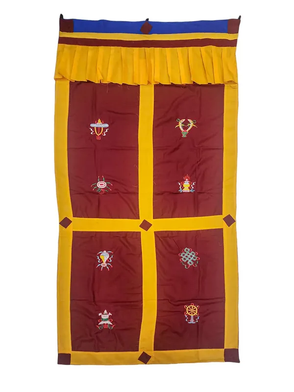 Rideau de porte en coton tibétain avec Ashtamangala