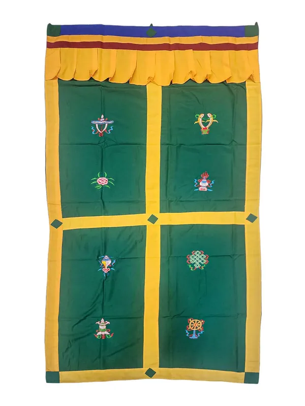 Rideau de porte en coton tibétain avec un motif d’Ashtamangala