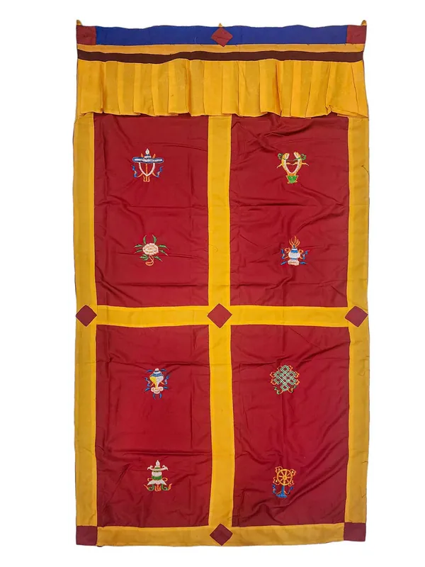 Rideau de porte en coton tibétain avec le design des Ashtamangala