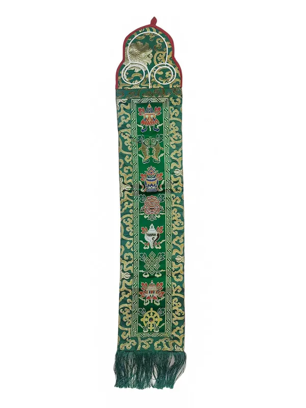 Tissu mural en coton avec des symboles d’Ashtamangala