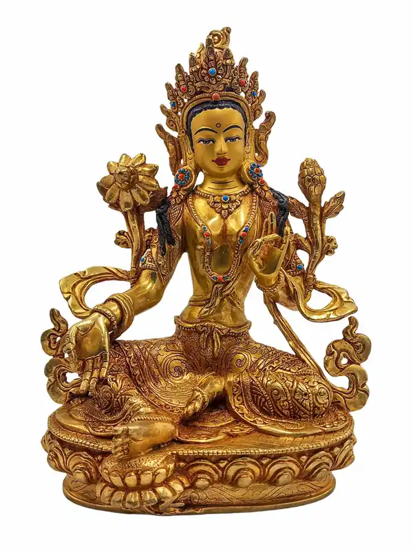 Statue artisanale en or plaqué de Tara de la Samaya