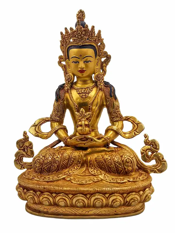 Statue bouddhique en cuivre apparimita avec dorure – Incarnant la dévotion et la tranquillité