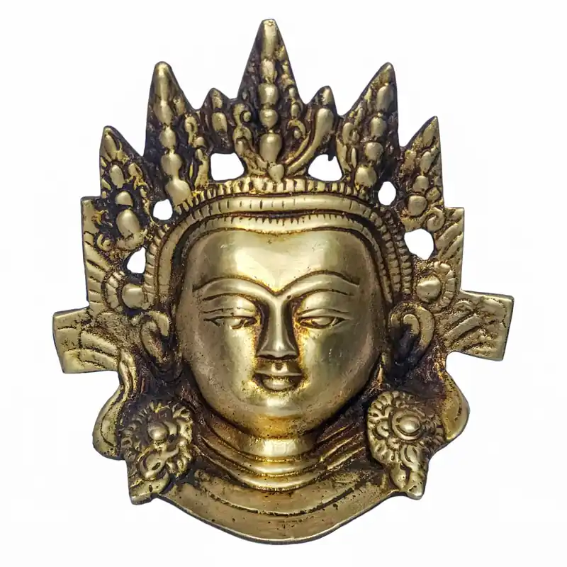Masque en métal de Bouddha en laiton pour la réflexion spirituelle