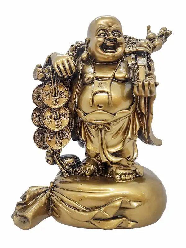 Miniature statue en résine du Bouddha rieur