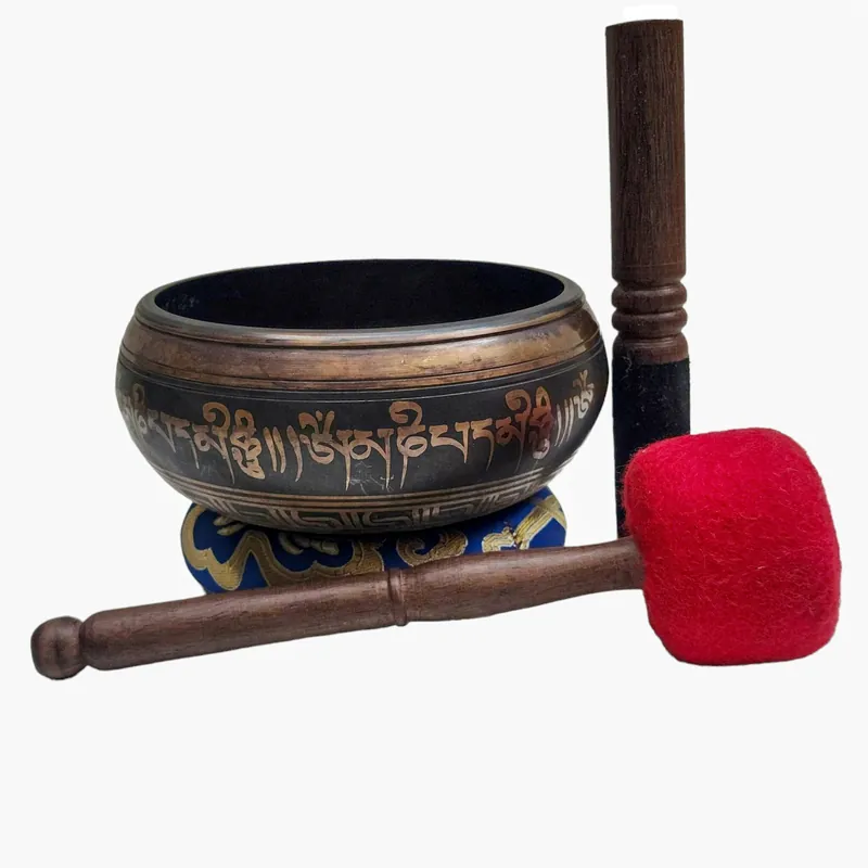Bol chantant avec mantra gravé, diamètre de 16 cm