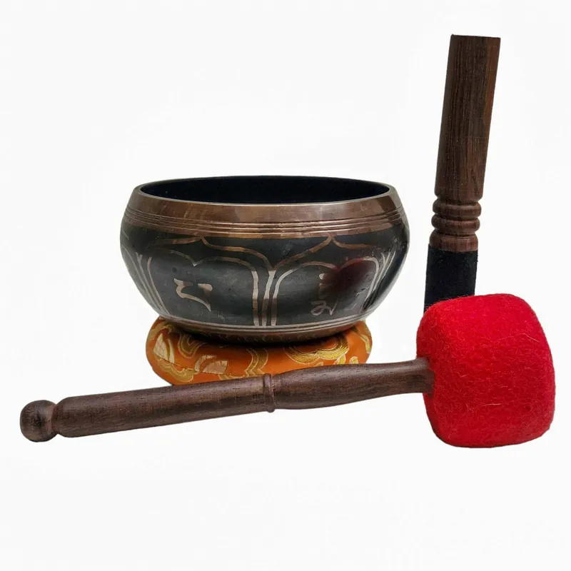 Bol chantant avec des motifs intérieurs complexes du Népal