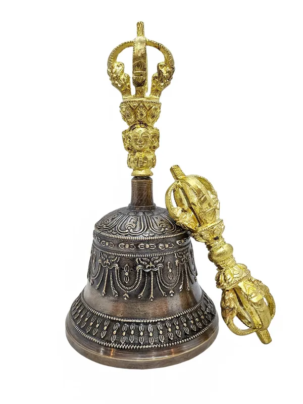 Cloche en bronze et dorje vajra pour la méditation