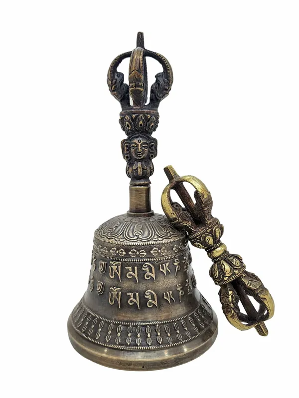 Cloche en bronze et dorjé vajra pour rituels