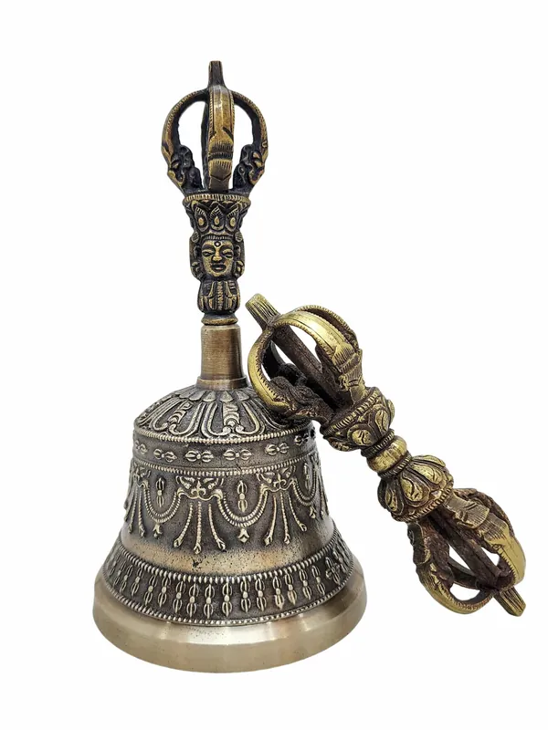 Cloche en bronze et Dorje Vajra pour la méditation