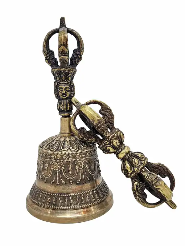 Cloche en bronze et Dorje Vajra pour la méditation