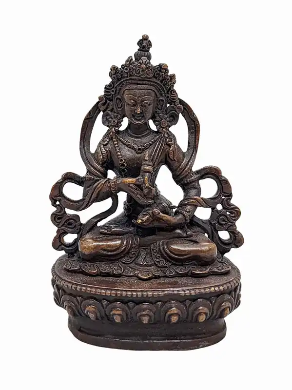 Statue en cuivre de Vajrasattva avec une finition oxydée élégante