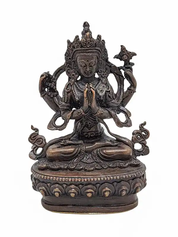 Statue élégante en cuivre de Chenrezig – Incarnation de la compassion
