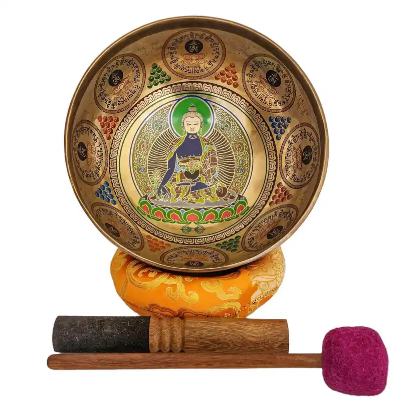 Bol chantant en bois sculpté du Bouddha de la Médecine