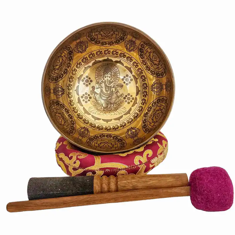 Bol chantant avec un art complexe de Ganesh