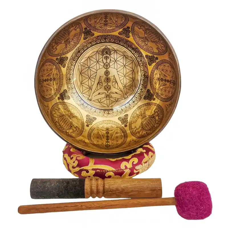 Bol chantant sculpté avec des motifs de Samadhi