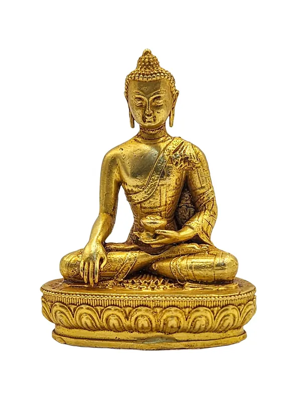 Statue de Bouddha Shakyamuni en céramique plaquée or