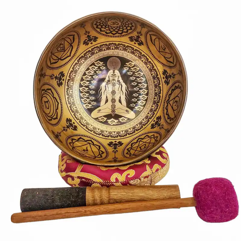 Bol chantant avec des motifs de samadhi sculptés