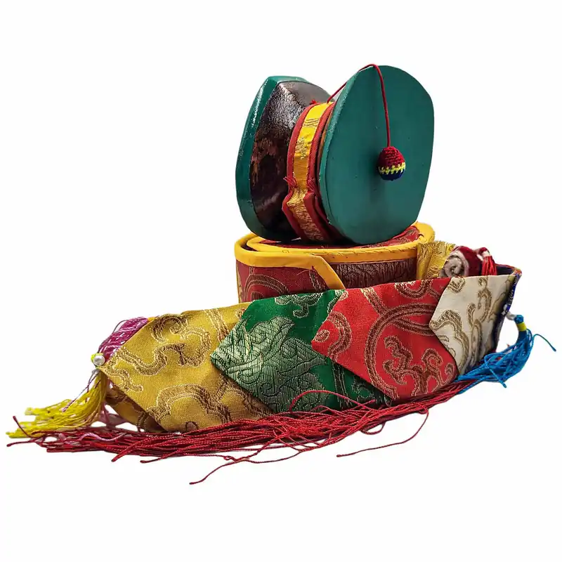 Damaru Chod tibétain – Tambour en bois et cuir