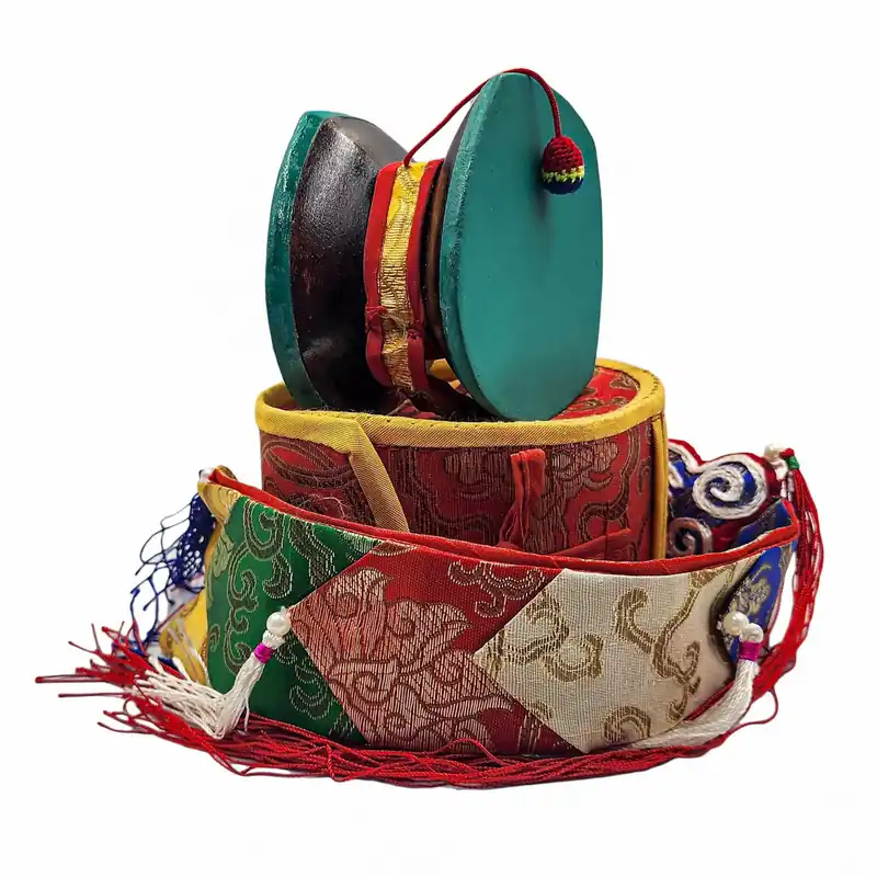Damaru Chod tibétain – Tambour en bois et cuir