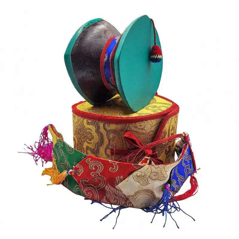 Damaru Chöde tibétain – Tambour en bois et cuir