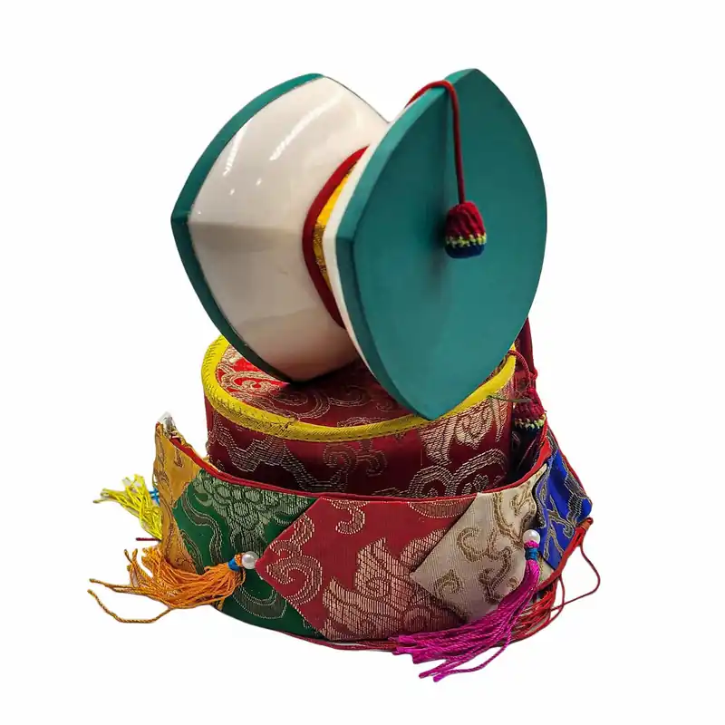 Damaaru Chod tibétain – Tambour en bois et cuir