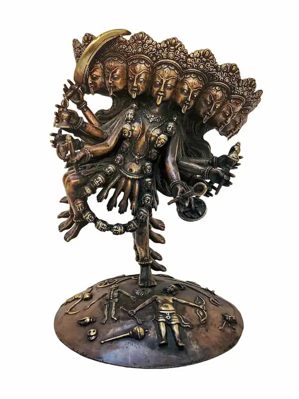 Statue antique en cuivre de Kali – 30 cm