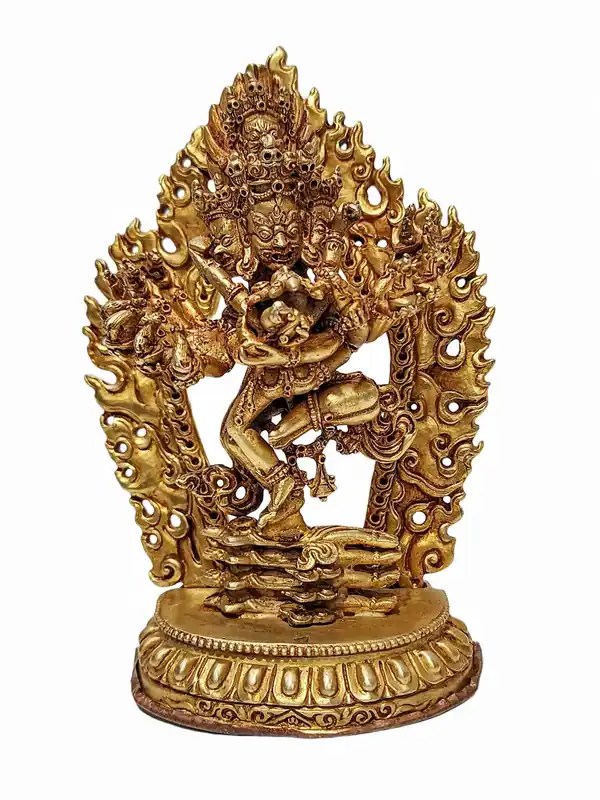 Statue en cuivre plaquée or de Hevajra