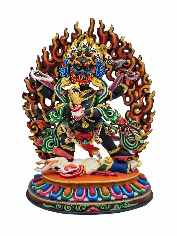 Statue en cuivre authentique de Mahakala – 14 cm de force et de compassion